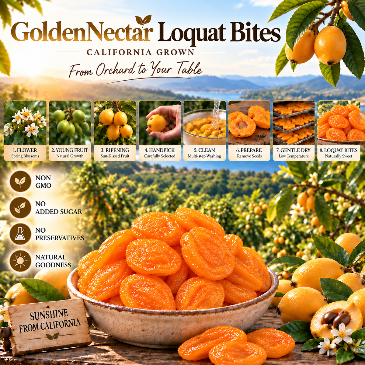 🍃GoldenNectar Premium California Loquat Bites-EV