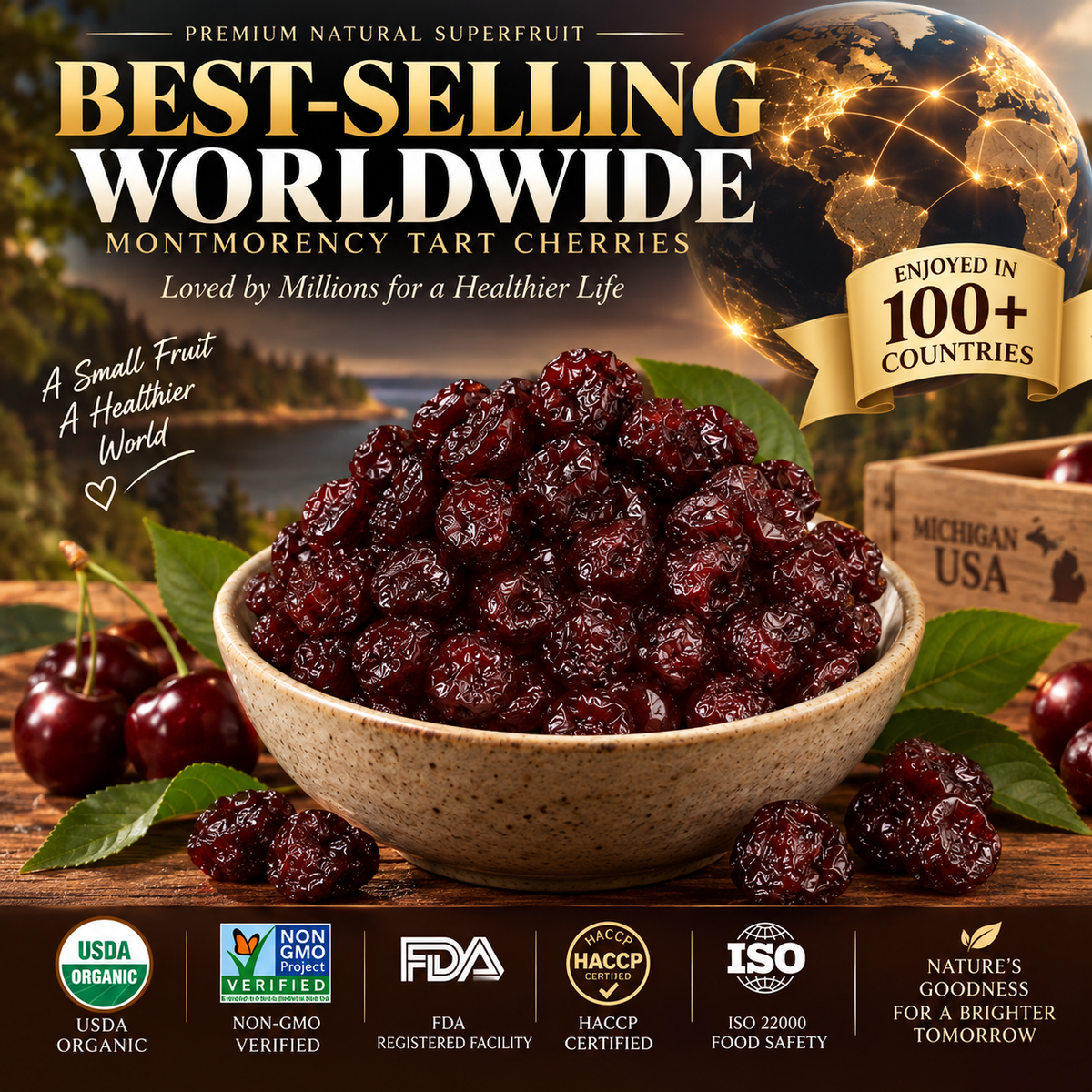 🍒The World’s Most Perfect Fruit: Organic Montmorency Dried Tart Cherries-EV