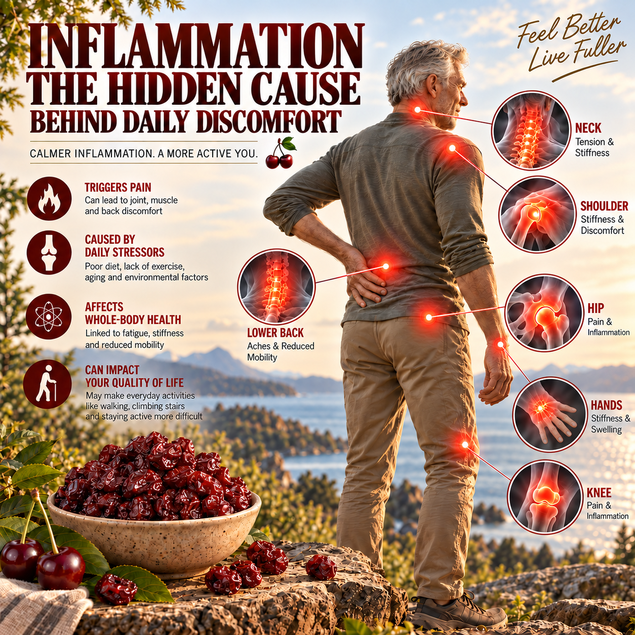 Illustration showing common areas of body discomfort